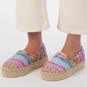 Manebí Woven Acapulco Raffia Yute Espadrilles Striped Rainbow size US 10 EUR 40